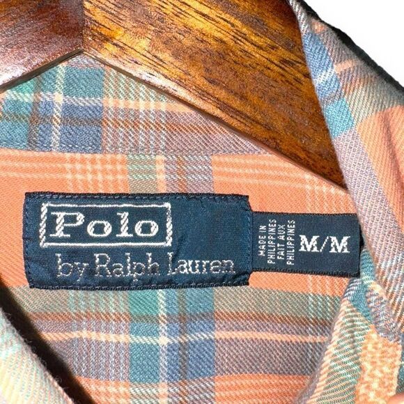 90s Orange Polo Ralph Lauren Western Pearl Snap Shirt Size M - Picture 2 of 8